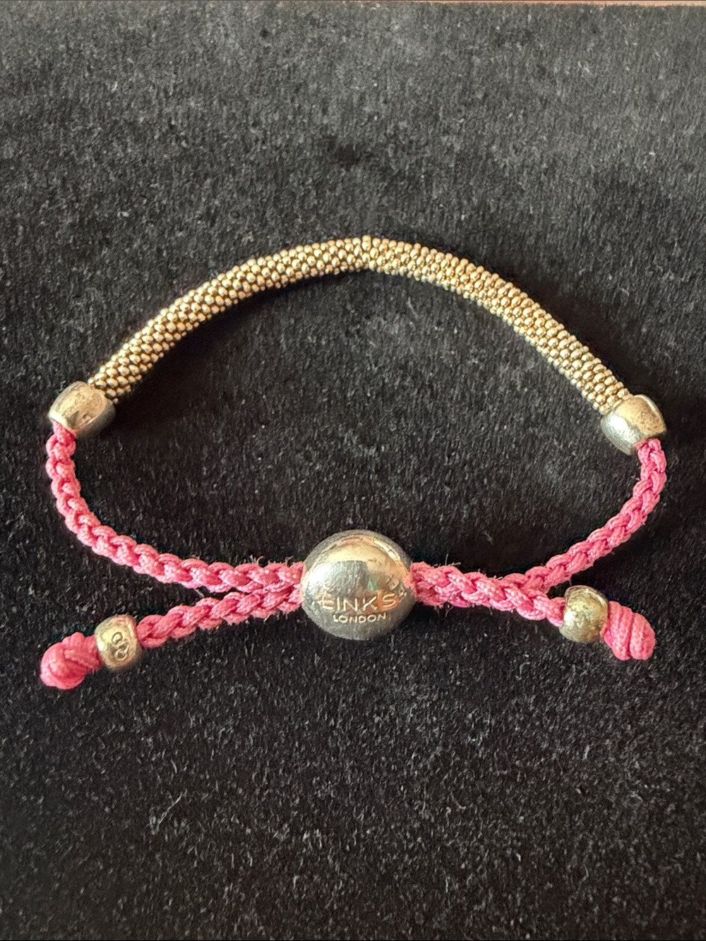 Luxury 925 sterling silver Links of London pink bracelet, adjustable